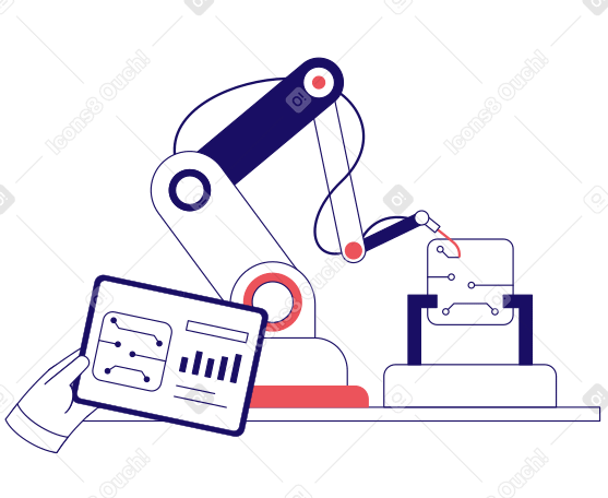 Анимированная иллюстрация Робототехника и автоматизация на производственной линии в GIF, Lottie (JSON), AE