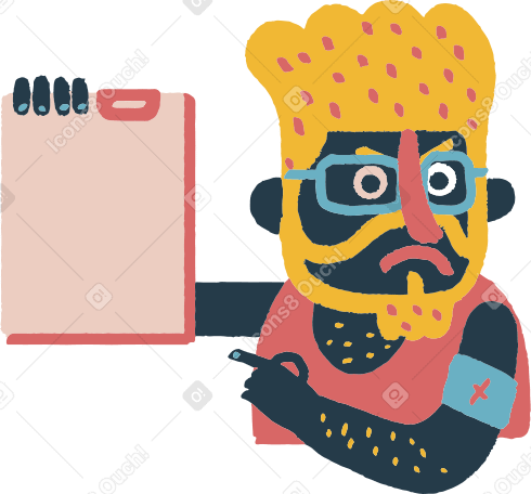 man pointing at document Illustration in PNG, SVG