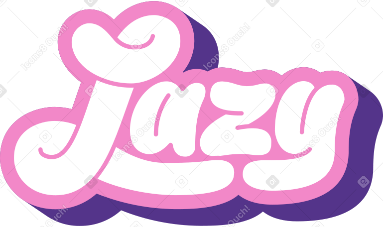 lettering lazy with shadow Illustration in PNG, SVG