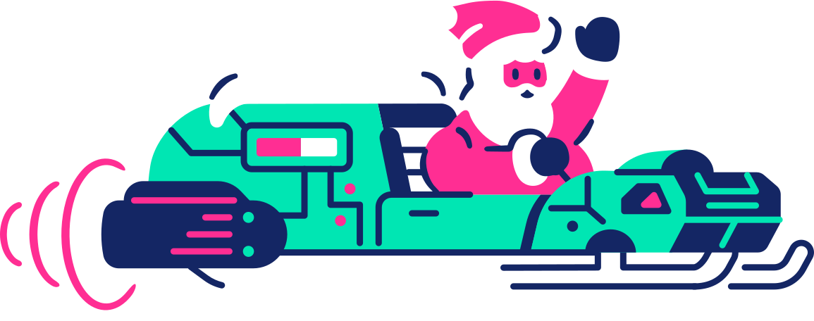 sleigh with santa Illustration in PNG, SVG