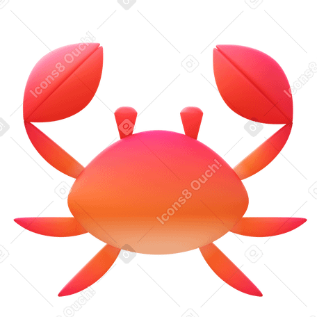 3D crab Illustration in PNG, SVG