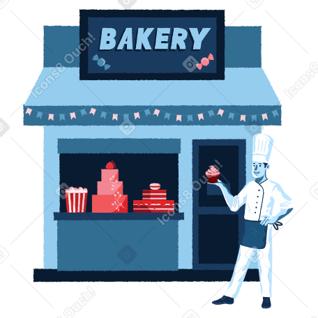 Bakery shop Illustration in PNG, SVG