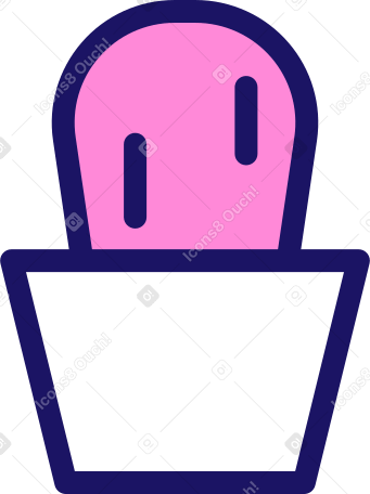 pink cactus in a white pot PNG, SVG