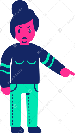 woman angry pointing Illustration in PNG, SVG