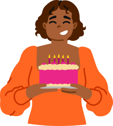Woman with birthday cake PNG, SVG