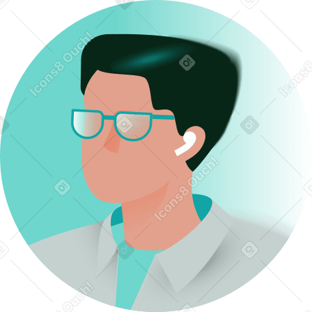 Avatar de um homem de óculos em um círculo PNG, SVG