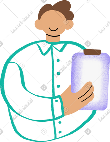 torso of a office worker with a notepad PNG, SVG