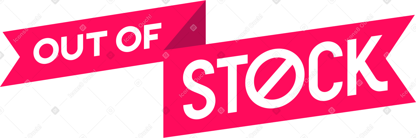 lettering out of stock pink ribbon Illustration in PNG, SVG