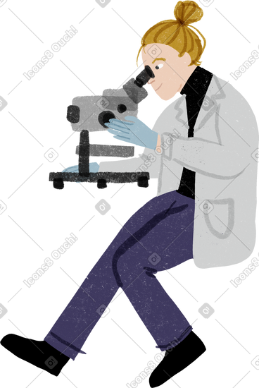 Scientist looking into microscope PNG, SVG