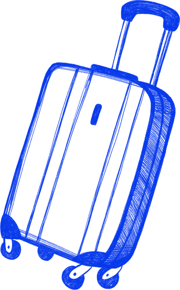 large blue travel suitcase on wheels PNG, SVG