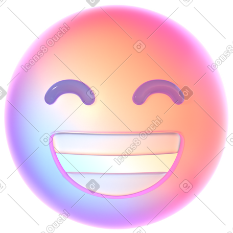 3D abstract   emoji beaming face with smiling eyes PNG, SVG