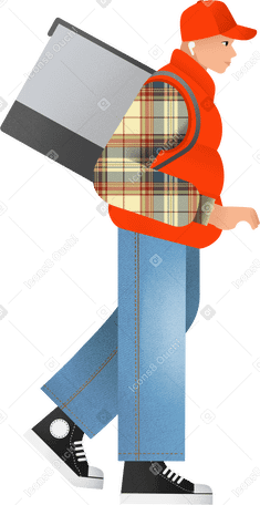 young man with a backpack в PNG, SVG