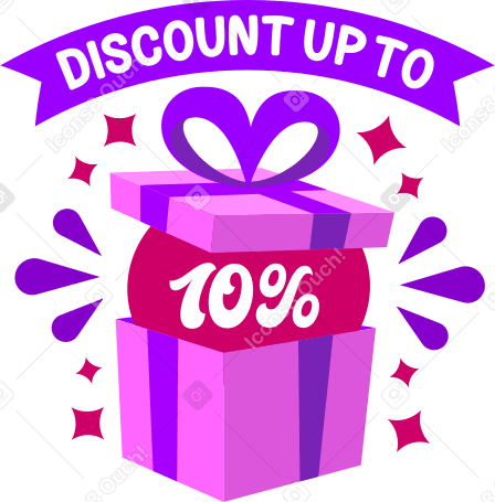lettering discount up to ten percent  gift Illustration in PNG, SVG