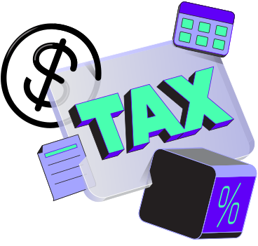 Lettering tax with calculator and calendar text PNG, SVG