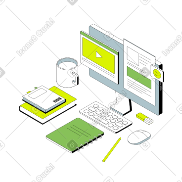 Supplies for online education, e-learning PNG, SVG