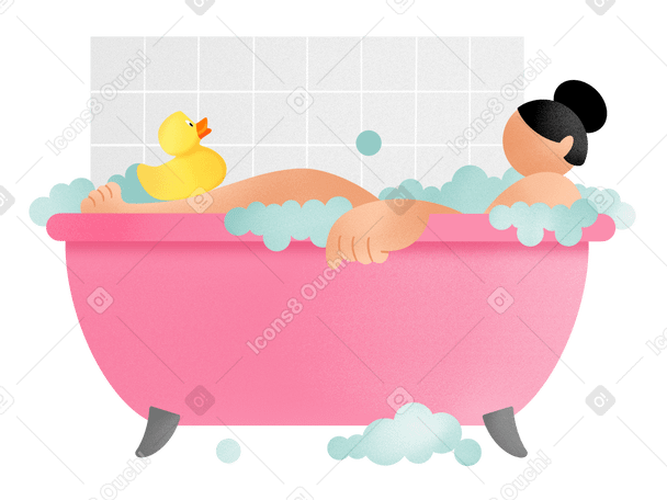 목욕에서 편안한 젊은 여자 PNG, SVG