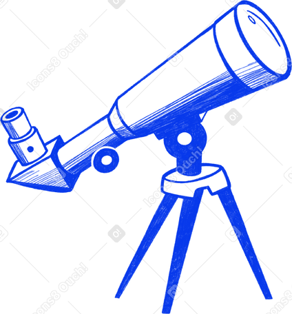 blue large telescope Illustration in PNG, SVG