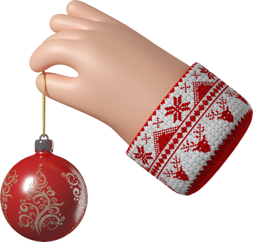 White skin hand holding a Christmas ball PNG, SVG