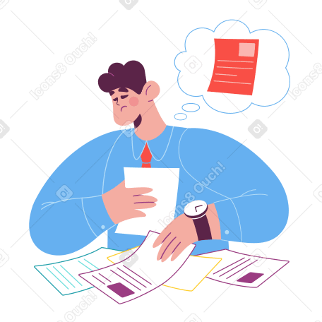 Man trying to find the right document PNG, SVG