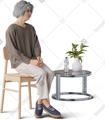 Old woman sitting on chair PNG, SVG