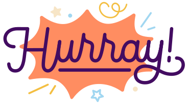 Lettering Hurray! with stars and decorative elements text PNG, SVG