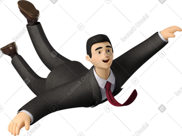 Flying businessman in black suit PNG, SVG