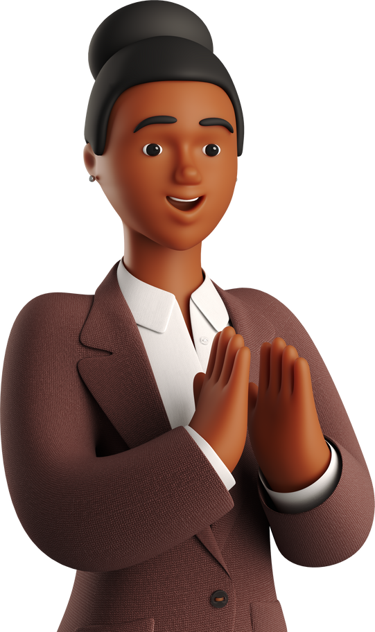 black businesswoman in brown suit clapping hands Illustration in PNG, SVG