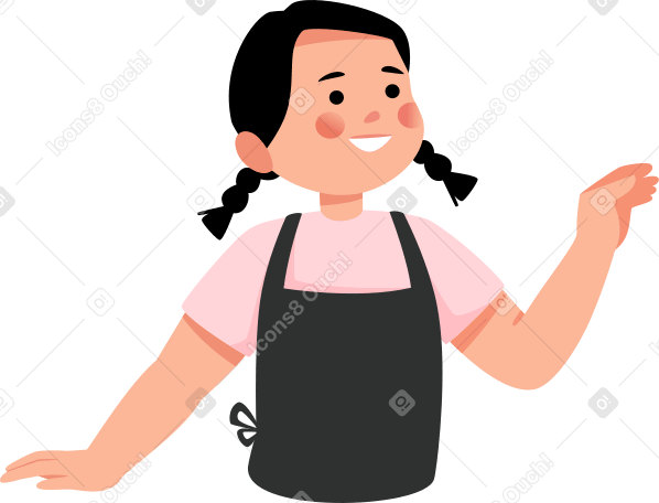 girl in an apron Illustration in PNG, SVG