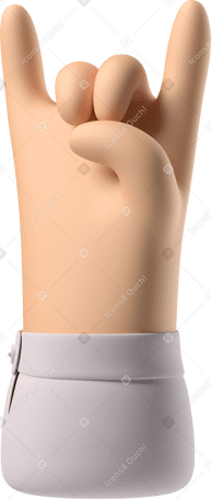3D White skin hand showing rock sign PNG, SVG