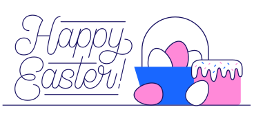 Lettering Happy Easter! with Easter bread and eggs PNG, SVG