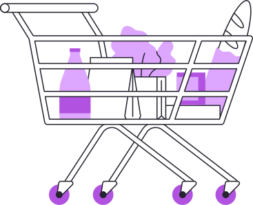 shopping cart with groceries PNG, SVG