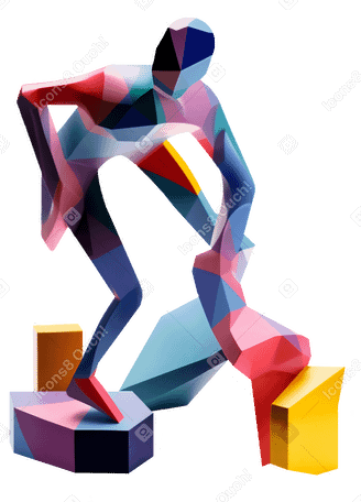 3D Абстрактная композиция с человеческим силуэтом в PNG, SVG