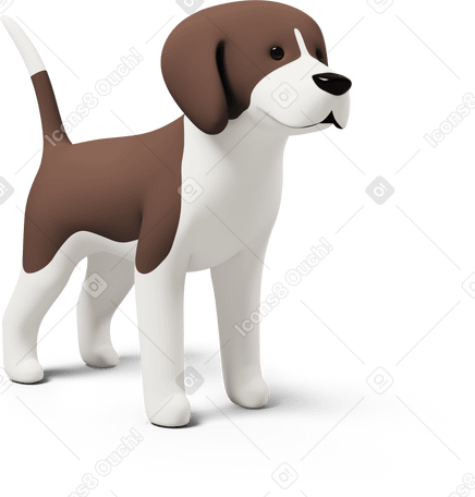 3D side view of a beagle dog Illustration in PNG, SVG