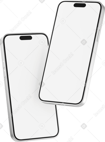 3D two phones white screen Illustration in PNG, SVG
