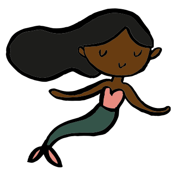 brown skin mermaid with green tail PNG, SVG