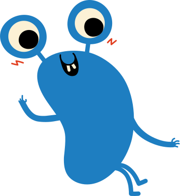 blue character with a big smile PNG, SVG