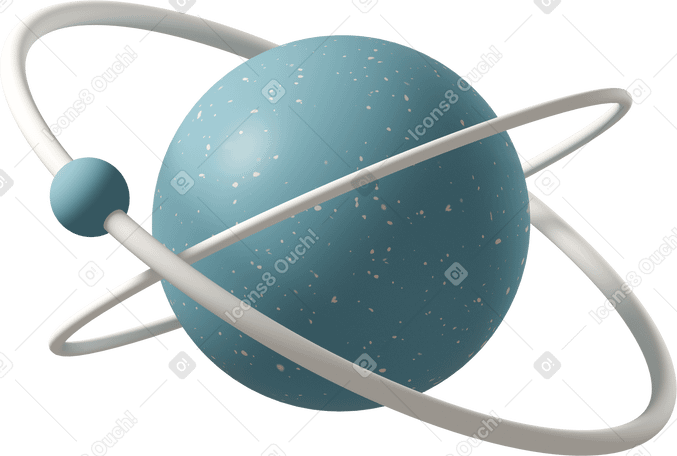3D blue planet with moon PNG, SVG