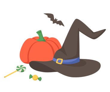Witch's hat and a pumpkin PNG, SVG