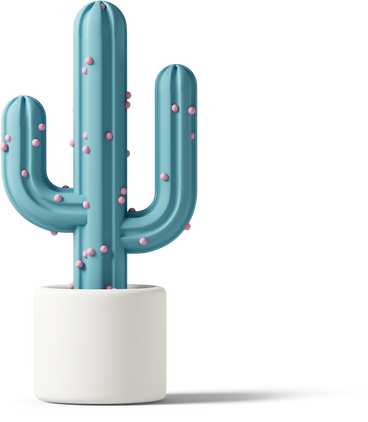 blue cactus with spikes in white pot PNG, SVG