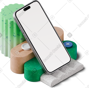 Isometric view of smartphone mockup based on abstract figures PNG, SVG