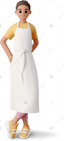 3D girl with apron PNG, SVG