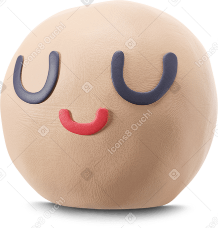 3D Smiling head with closed eyes PNG, SVG