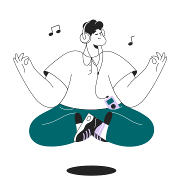 Man meditating while listening to music PNG, SVG