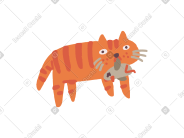 一只猫嘴里叼着一只老鼠 PNG, SVG