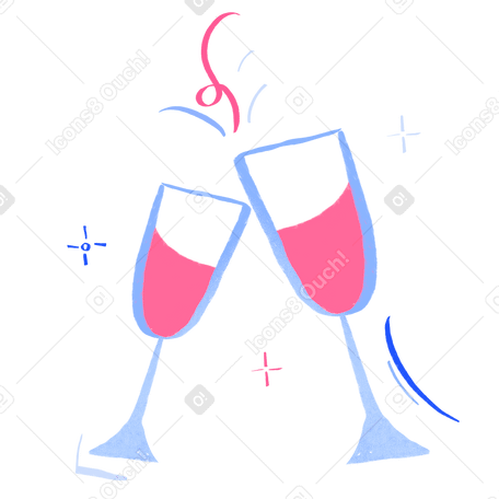 Two champagne glasses with confetti Illustration in PNG, SVG