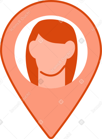Аватар пользователя женского пола в значке геолокации в PNG, SVG