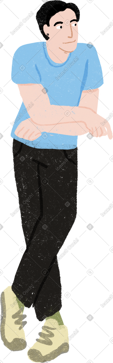 Man standing while leaning on something with his arms crossed PNG, SVG