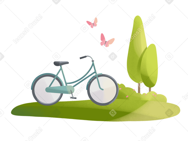 Велосипед возле деревьев в PNG, SVG