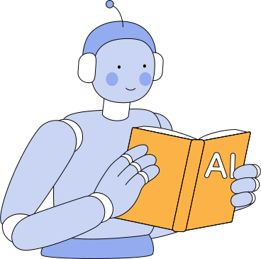 robot reading a book about artificial intelligence PNG, SVG