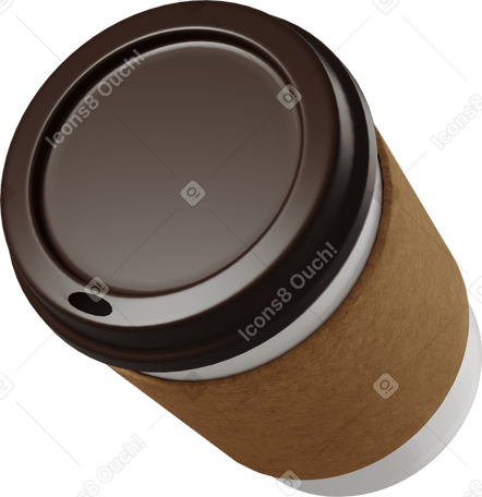 3D top view of coffee paper cup with sleeve PNG, SVG